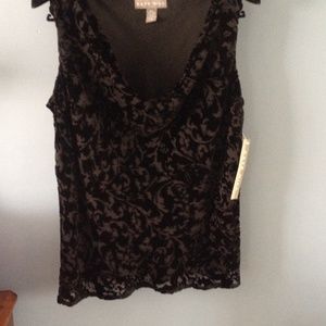 Elegant black cut velvet top/skirt. New, size 12