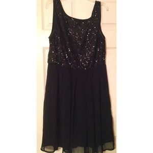 Black sequin and chiffon dress
