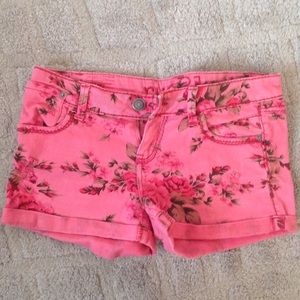 Pink floral shorts