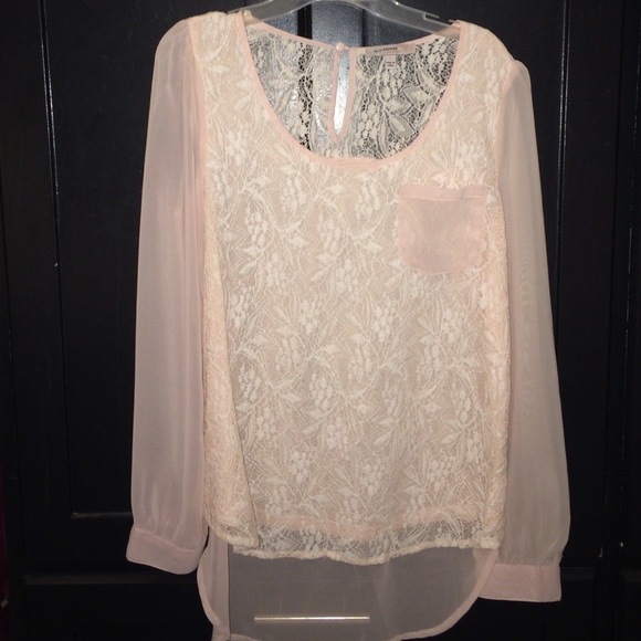 lace chiffon shirt (pale pink)