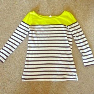 J. crew boat neck striped 3/4 sleeve tee