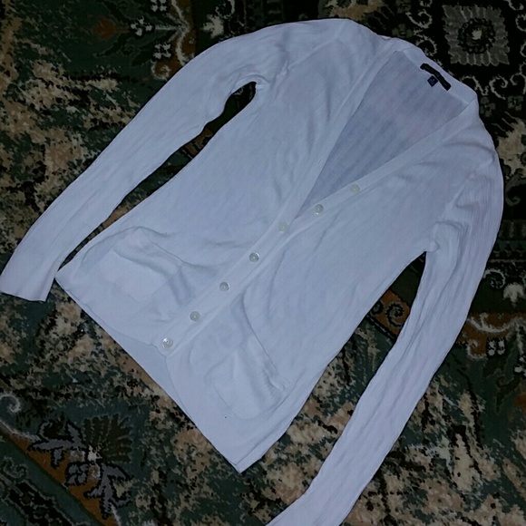 Soft white ribbed button down sweater