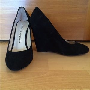 Chinese laundry black suede wedge heels