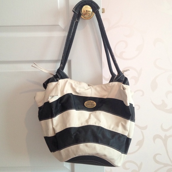 B&W stripe Large handbag