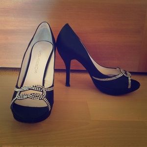 Caparros open toed black heels
