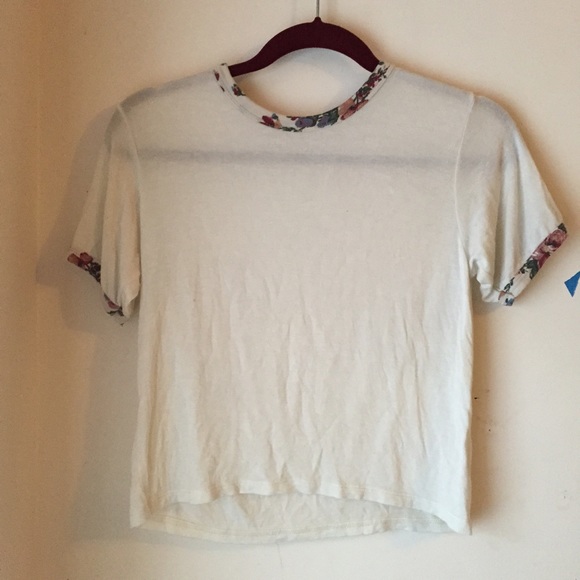 T-Shirt with Floral Trimming