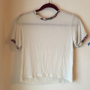 T-Shirt with Floral Trimming