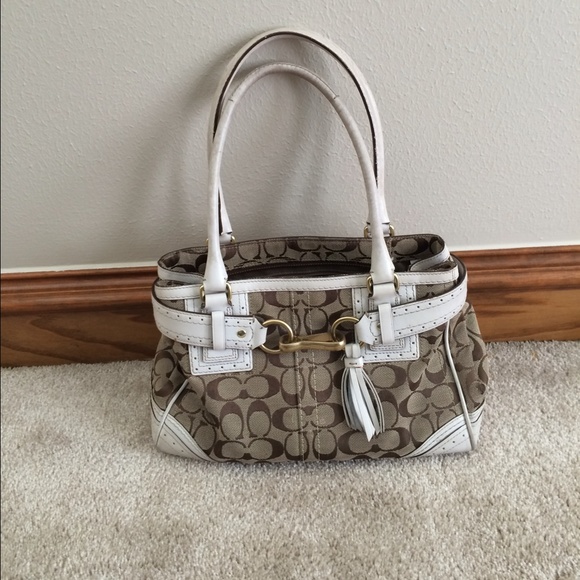 Coach Purse- Light Brown & White