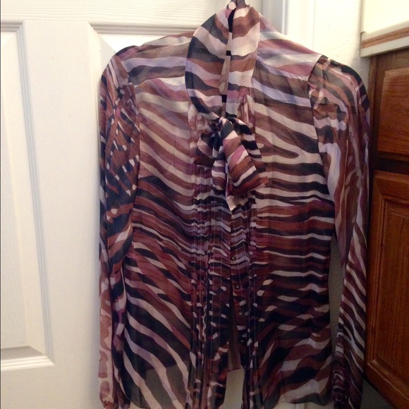 Elie Tahari silk button-down tie-neck blouse-Sz. S