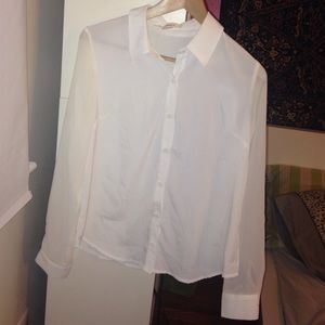 White Chiffon Button Down
