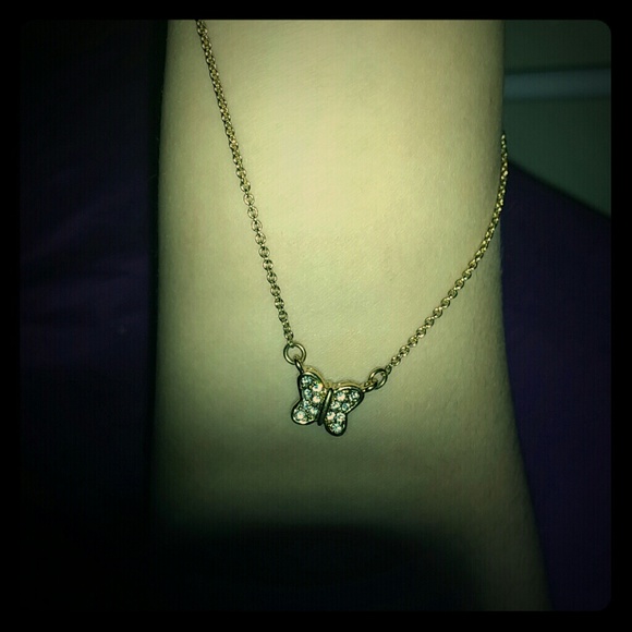 White gold butterfly necklace