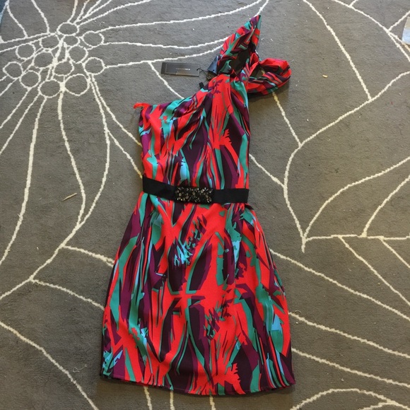 Bcbg maxazria one shoulder dress size 2