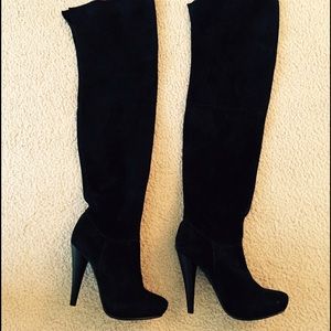 Thigh-High Black Leather Boots