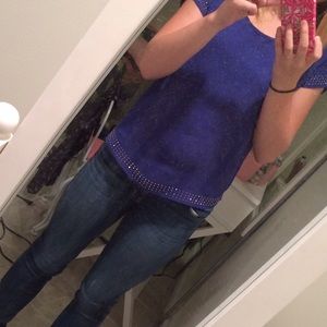 blue studded top
