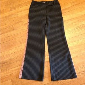 Pin Stripe Flare Pants w/ see-thru lace full sides