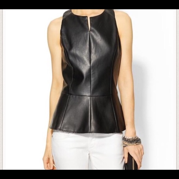 Tinley Road Vegan Leather Sleeveless Peplum Top