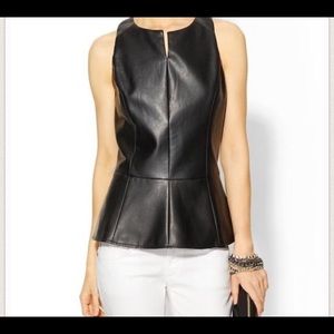 Tinley Road Vegan Leather Sleeveless Peplum Top