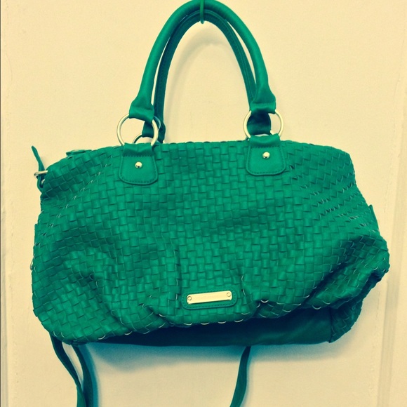 Steve Madden Kelly green weaved leather  handbag