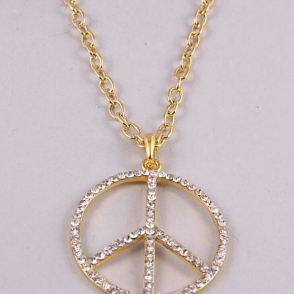 Gold Tone Peace Necklace
