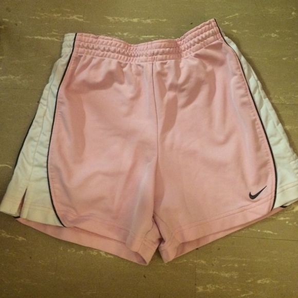 Pink and white running shorts
