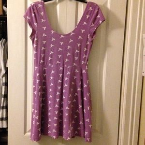 Purple skater dress with scoop neck