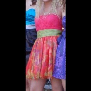 Pink floral homecoming dress