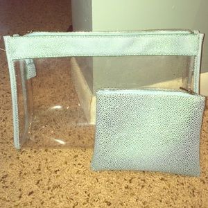 Clear vinyl clutch with mint color/ clutch.