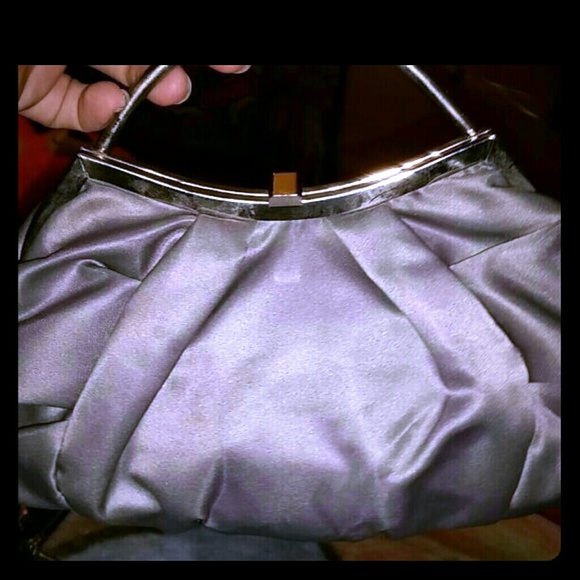 Charcoal gray / silver satchel/clutch