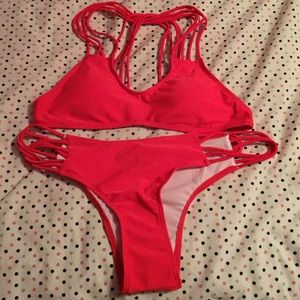 brand new strappy red bikini sz. medium