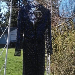 Blue beaded evening gown by Bob Mackie