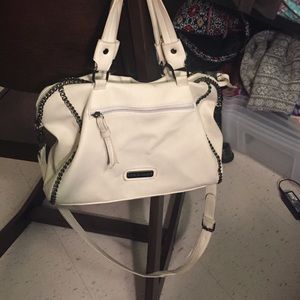 White leather purse with chain detail