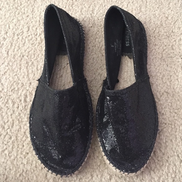 Black, Sparkly Espadrilles from Express