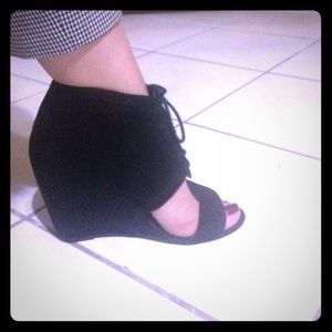 Black open toe wedge sandal