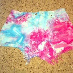 Tie dye cut off shorts