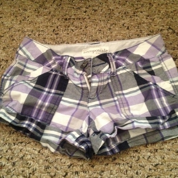 Purple plaid shorts