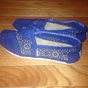 Navy Lace Crochet Toms