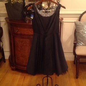 Black Circle dress with pearls /crinoline NWOT