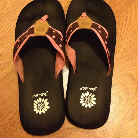 Yellow box flip flops