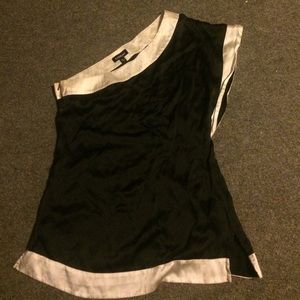 Black and white satin Bebe one strap