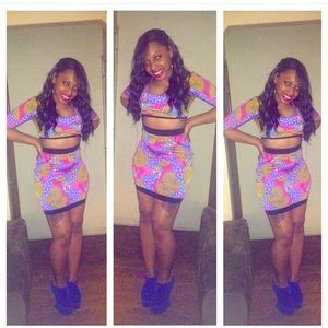 Matching crop top and skirt