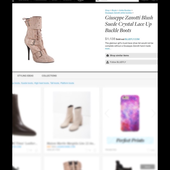 Giuseppe Zanotti Zadina Velour Blush BOOTS - Picture 4 of 4