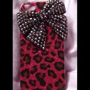 Pink Leopard Rhinestone Cell Case
