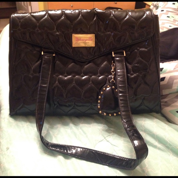Betsey Johnson- Black hearted laptop bag