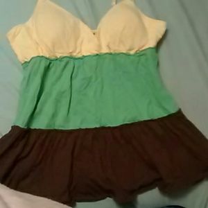 Yellow, green and brown tank