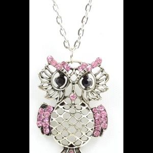 Trendy Pink Owl Dangle Necklace