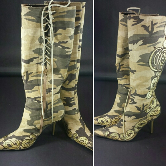 Akdmks Shoes - Akdmks "Hotness" Camouflage Knee High Boots Akdmks Shoes - Akdmks "Hotness" Camouflage Knee High Boots
