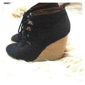 Wedged ankle booties