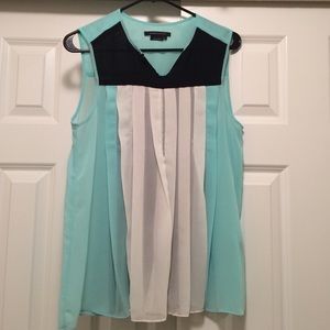 BCBG Max Azria ruffle front color block top