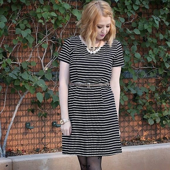 Old Navy Black + White Striped Dress