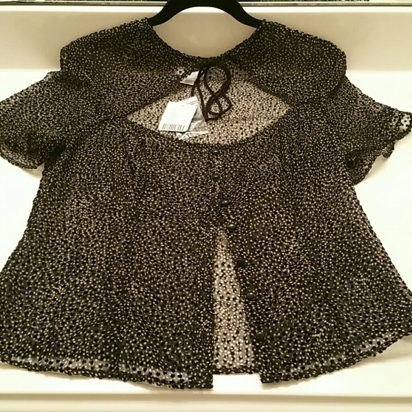 Urban Outfitters blouse with velvet like polka-dot